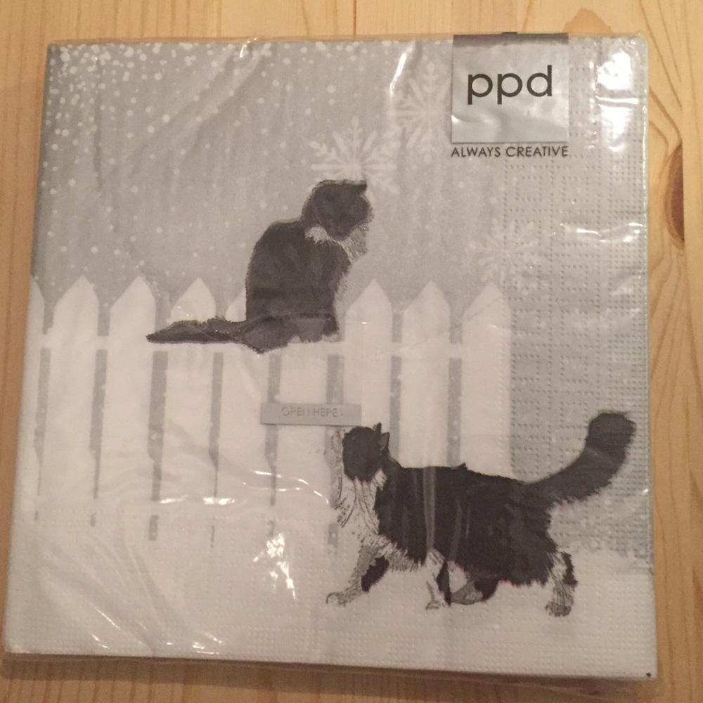 🥳2/$15 — PPD 20 Large Paper Snowfall Cats Party Napkins NWT